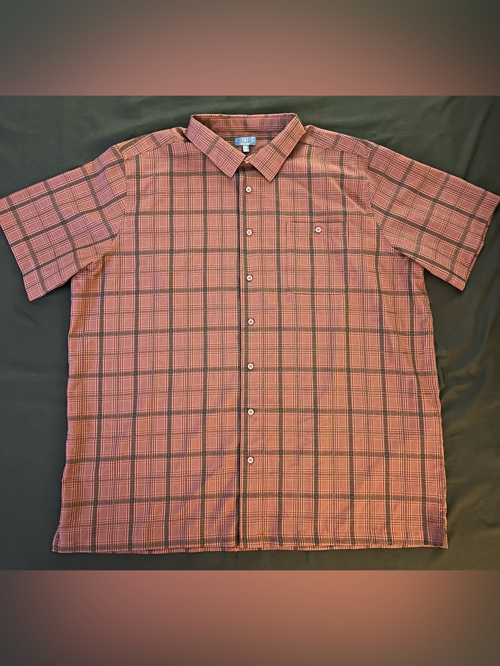 George Men's 3XL Shirt Burgundy Plaid Short Sleeve Casual Button Down 54-56